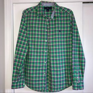 Ralph Lauren long sleeve plaid poplin shirt